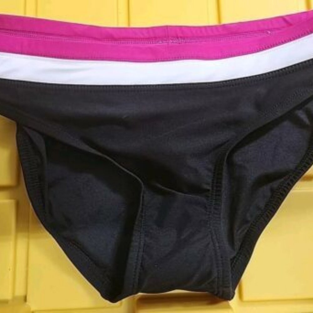 NWT Jag Bikini Bottom Black Pink And White Stripe Size Small (A1)